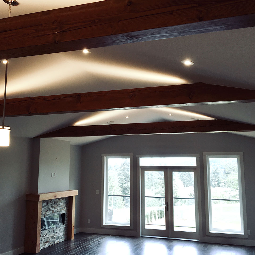 Wood beam ceiling